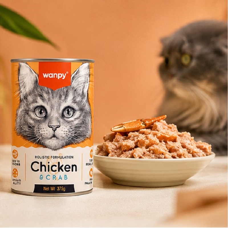 کنسرو گربه با طعم مرغ و خرچنگ ونپی 375 گرم Wanpy Canned