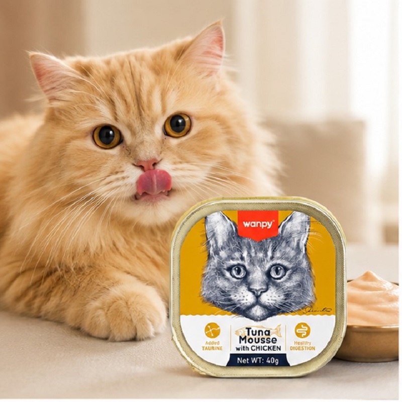 ووم گربه ونپی با طعم مرغ و ماهی تن انگلیسی نویس 40 گرم Wanpy Mousse