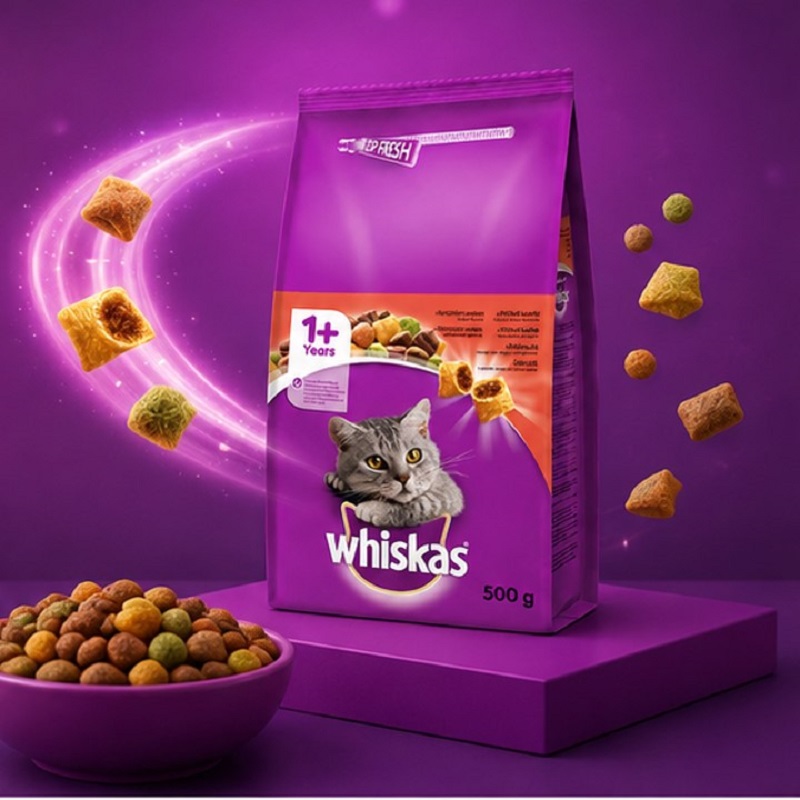 غذای خشک گربه ویسکاس با طعم گوشت 500 گرم Whiskas Food