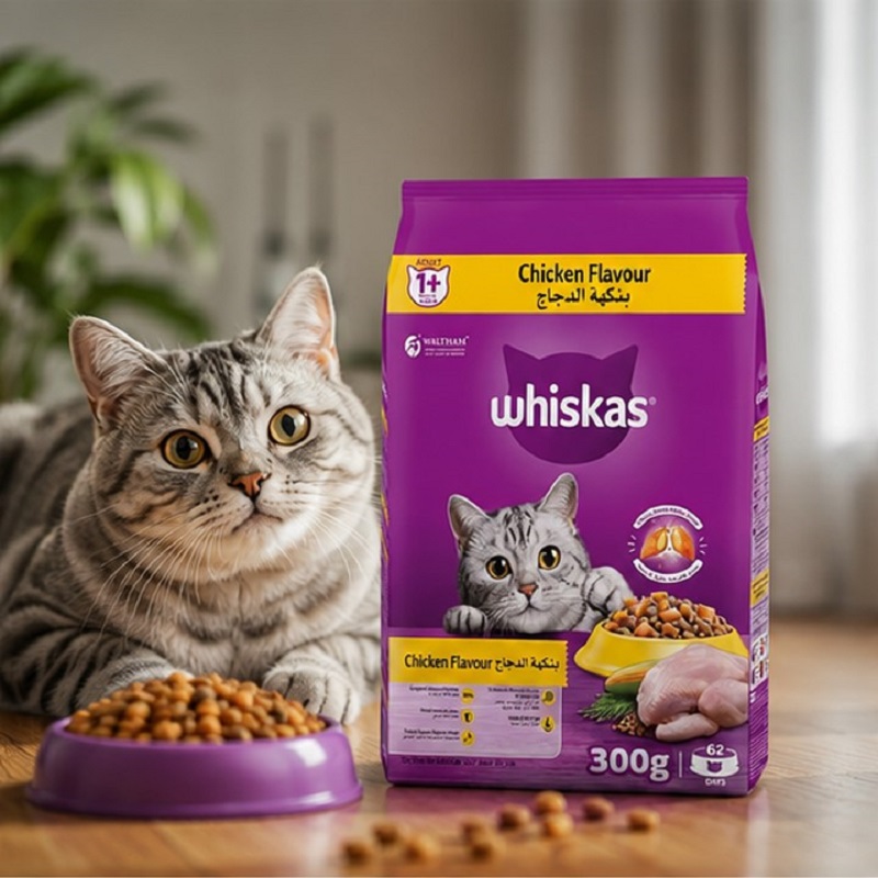 غذای خشک گربه بالغ با طعم مرغ ویسکاس 300 گرم Whiskas Food