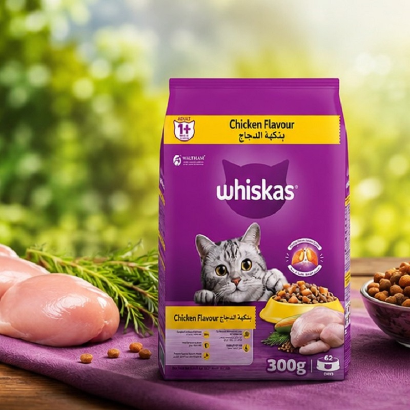 غذای خشک گربه بالغ با طعم مرغ ویسکاس 300 گرم Whiskas Food