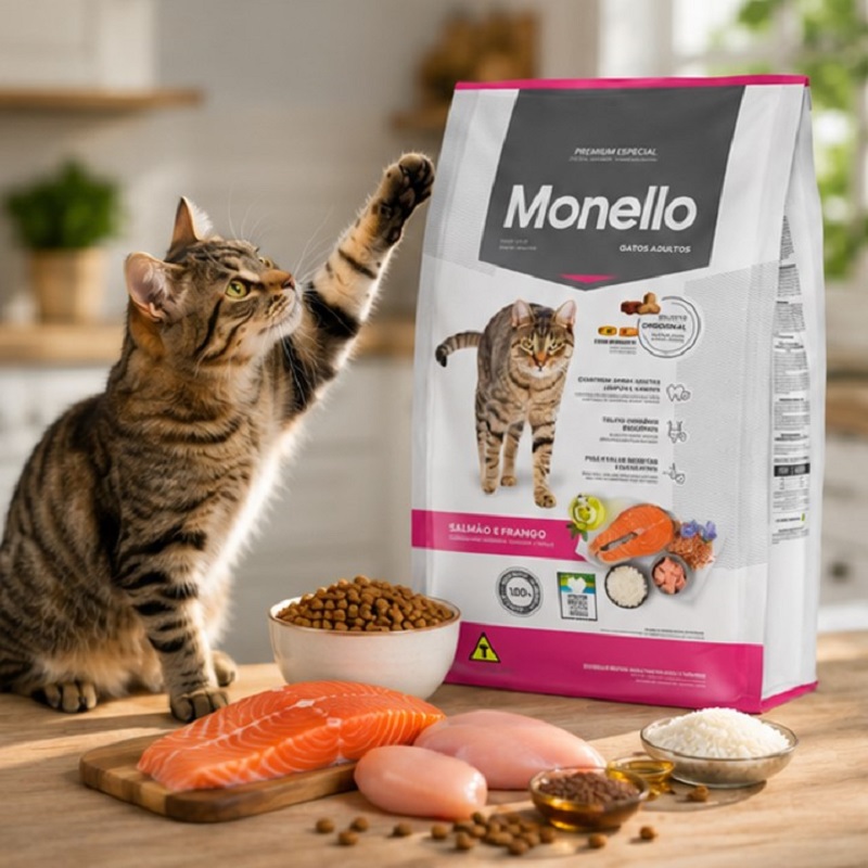 غذای خشک گربه مونلو میکس با طعم مرغ و ماهی سالمون 2 کیلوگرم Monlo Food
