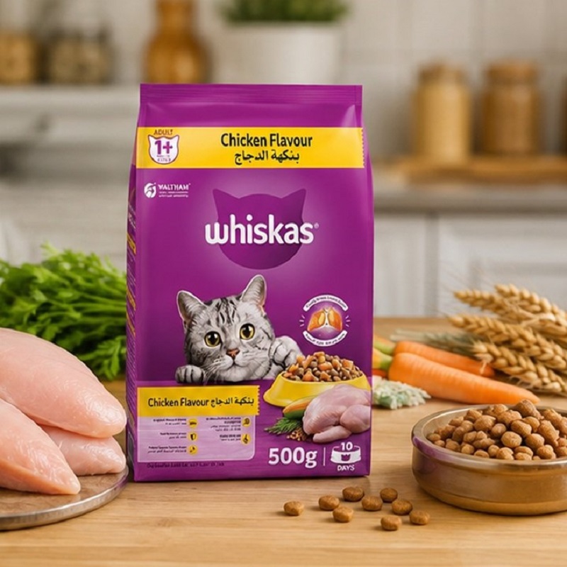 غذا خشک گربه بالغ با طعم مرغ ویسکاس 500 گرم Whiskas Food