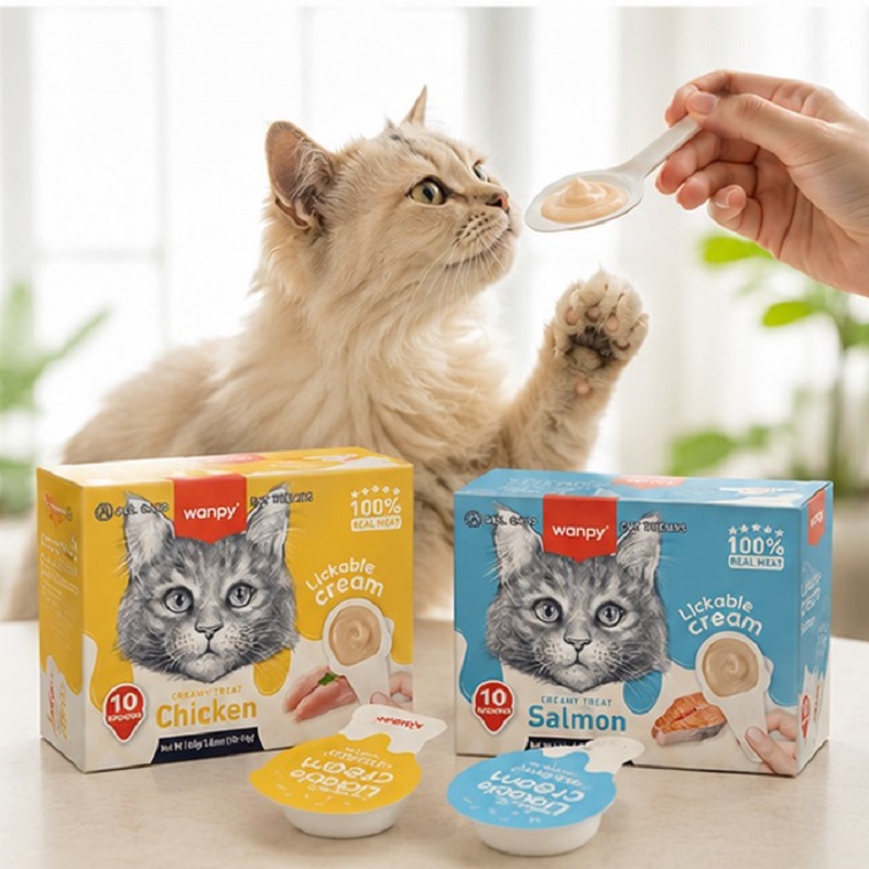 بستنی گربه ونپی با طعم مرغ و سالمون بسته 10 عددی Wanpy Creamy