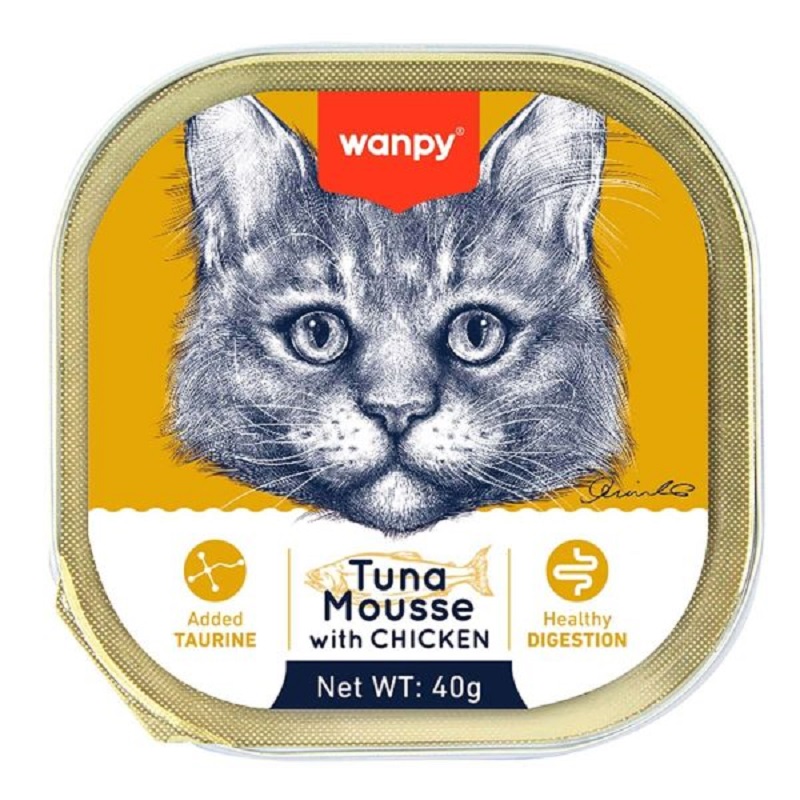 ووم گربه ونپی با طعم مرغ و ماهی تن انگلیسی نویس 40 گرم Wanpy Mousse