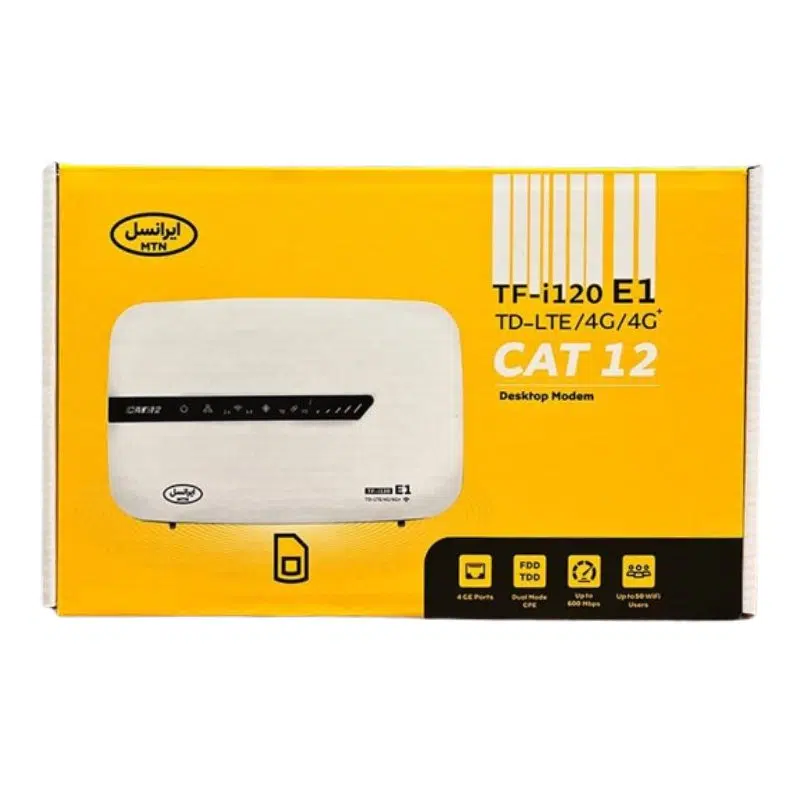 مودم 4G/TD-LTE ایرانسل مدل TF-i120 E1 به همراه سیم کارت تک نت 300 گیگ یک ساله
