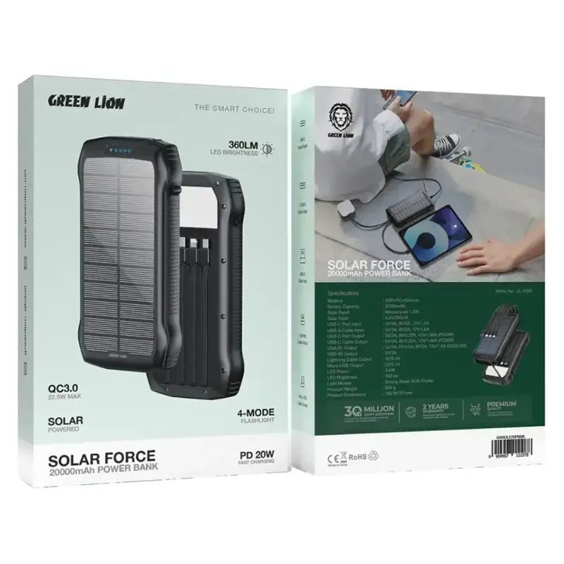 پاوربانک خورشیدی گرین لاین مدل GL-PX82