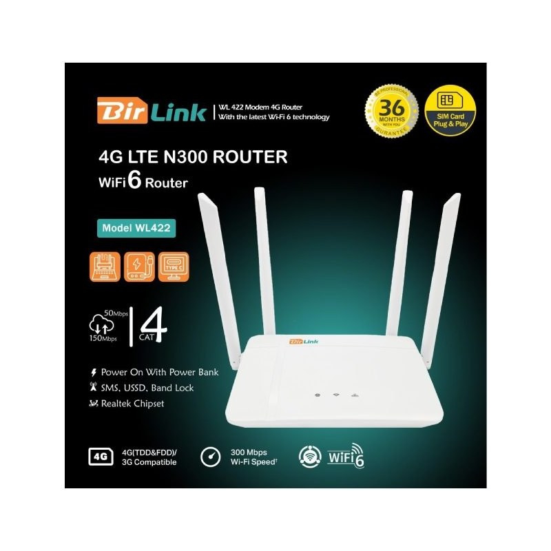 مودم روتر بی سیم 4G LTE بیرلینک مدل WL422