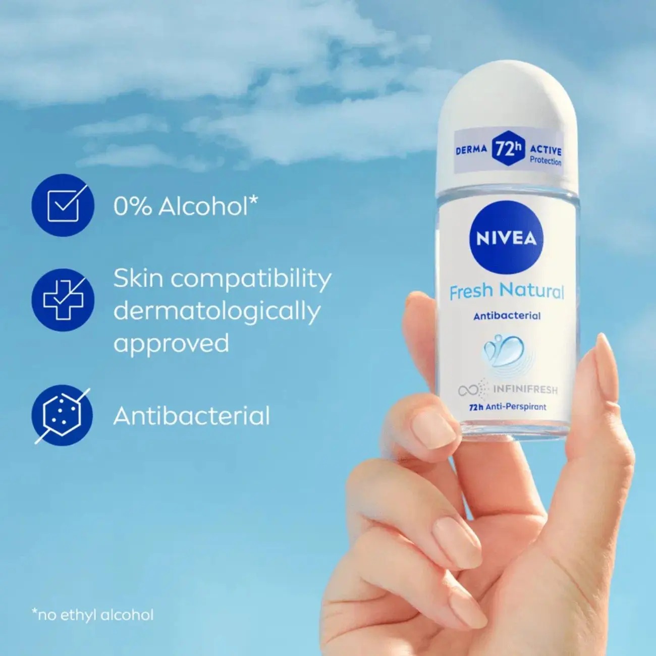 رول ضد تعریق زنانه نیوآ NIVEA Fresh Natural آنتی باکتریال 50ml