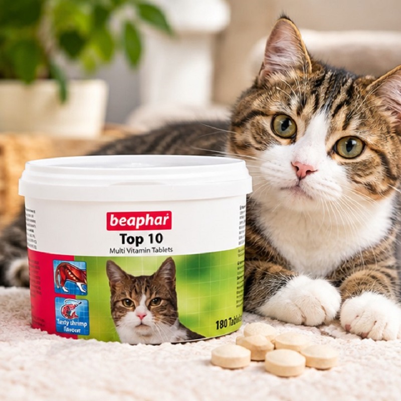 قرص مولتی ویتامین گربه برند بیفار مدل TOP 10 بسته 20 عددی Beaphar Multivitamin Tablets